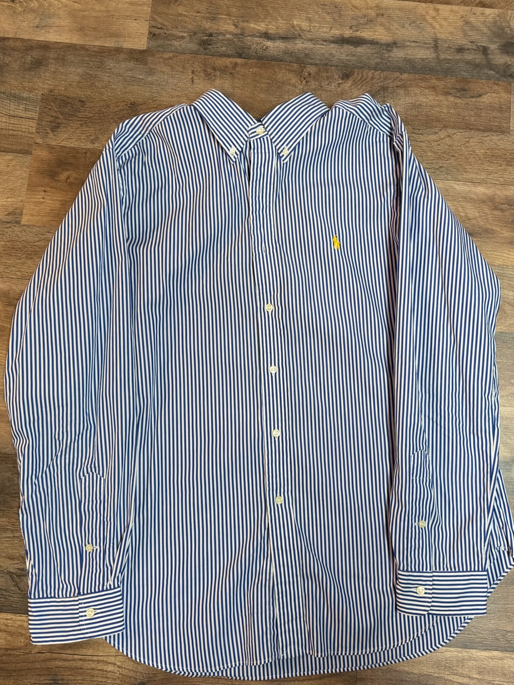 Ralph Lauren Blue and White Striped Button-Down Dress Shirt
